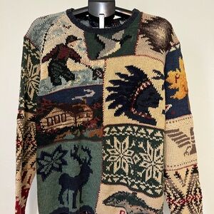 Polo by Ralph Lauren Men's Multicolor Patchwork Vintage Sweater